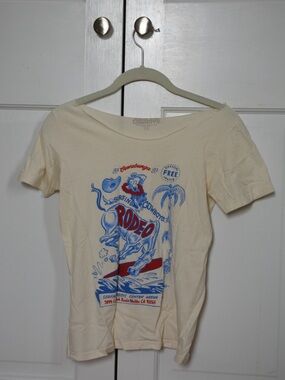 Surfing Cowboys Graphic Tee with Blue & Red Print